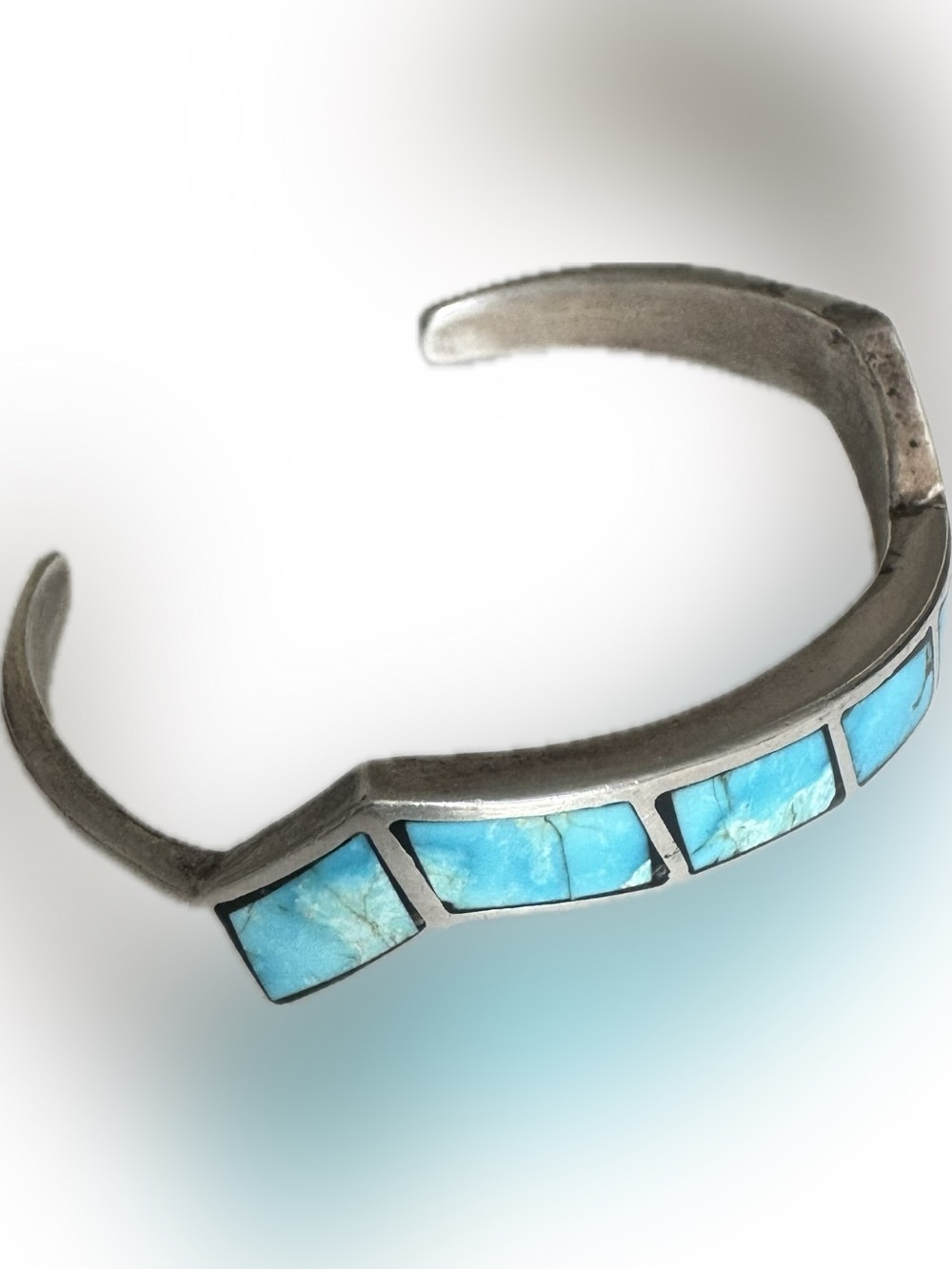 Sterling Silver Turquoise Inlay Cuff Bracelet - Blue